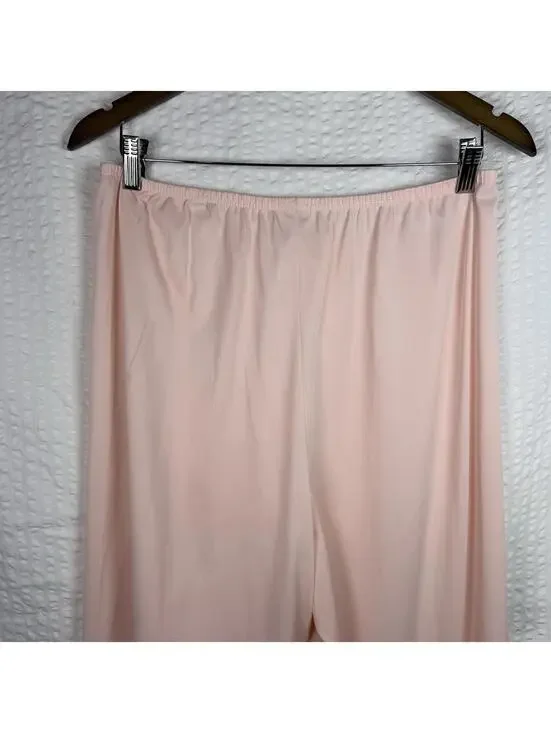 Vintage 60s Vanity Fair Satin Pajama Set Button Down Top And Cropped Pants Large - Picture 6 of 9